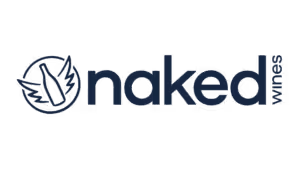 Naked Wines logo with winged wine bottle icon representing innovative wine delivery service