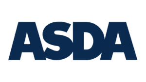 ASDA supermarket logo in dark blue capitals