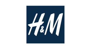 H&M logo white lettering on dark blue background