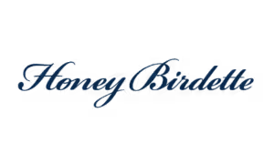 Honey Birdette logo in navy cursive script font