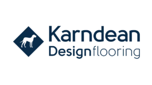 Karndean Designflooring logo with blue text and dog silhouette icon.