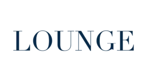 Lounge logo with navy serif typography