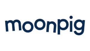 Moonpig logo in navy blue text