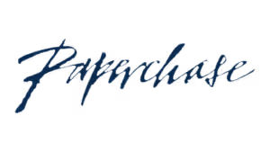 PaperChase logo in navy blue cursive script