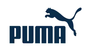 Puma logo featuring navy blue leaping puma and bold lettering