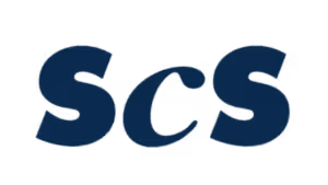 SCS agency logo in navy blue