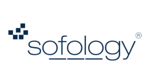 Sofology logo with navy geometric icon and registered trademark symbol