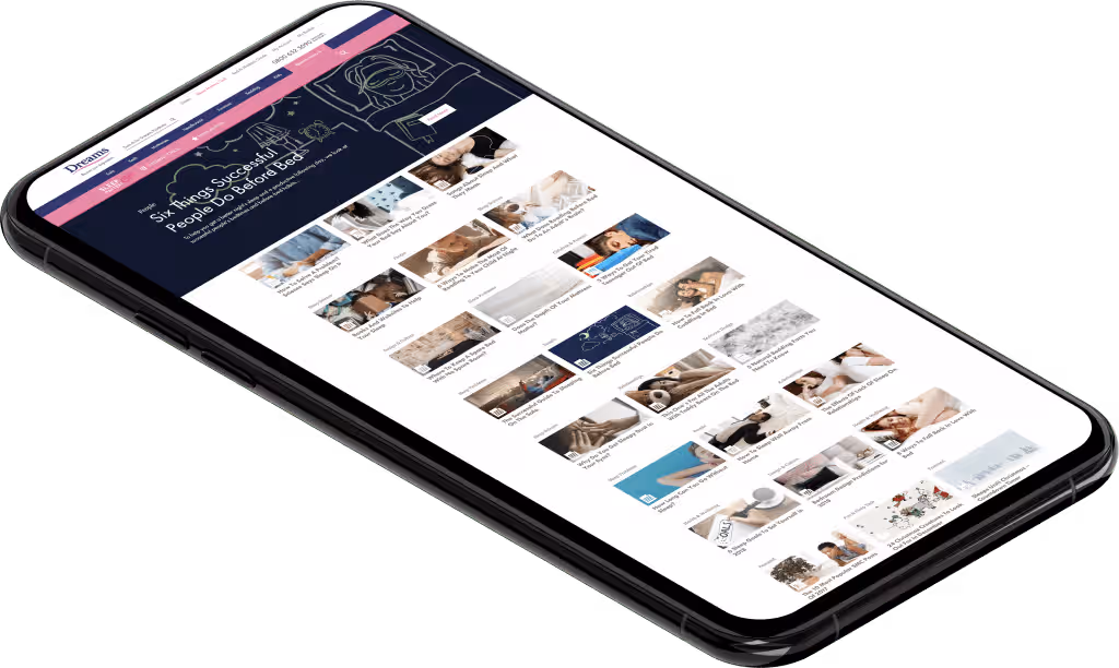 Smartphone displaying Salience marketing website with listings and images.